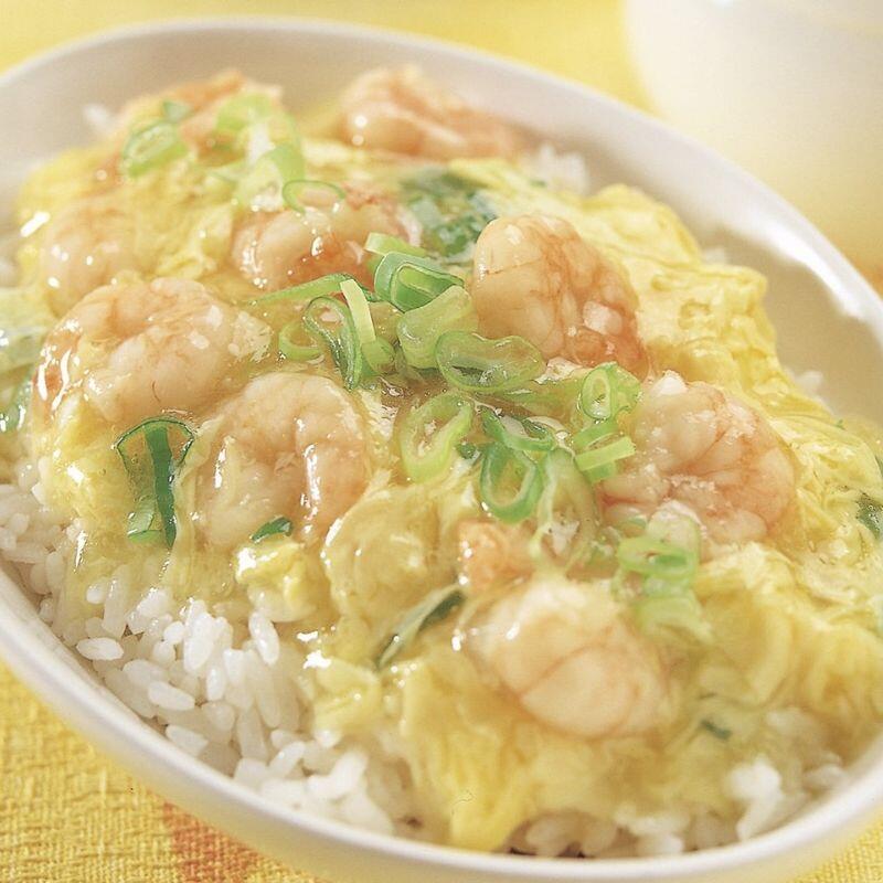 Scrumbled Egg & Shrimp Over Rice